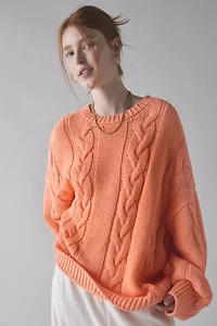 BDG Skylar Oversized Crew Neck Cable Knit Sweater