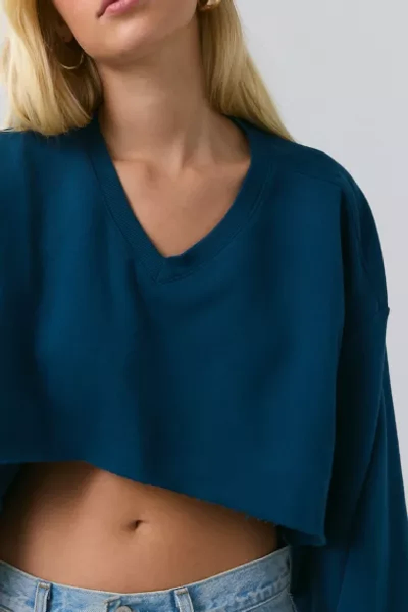 Out From Under Hang Back V-Neck Long Sleeve Cropped Pullover