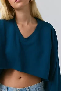 Out From Under Hang Back V-Neck Long Sleeve Cropped Pullover
