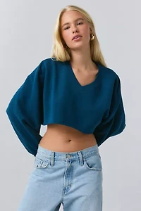 Out From Under Hang Back V-Neck Long Sleeve Cropped Pullover