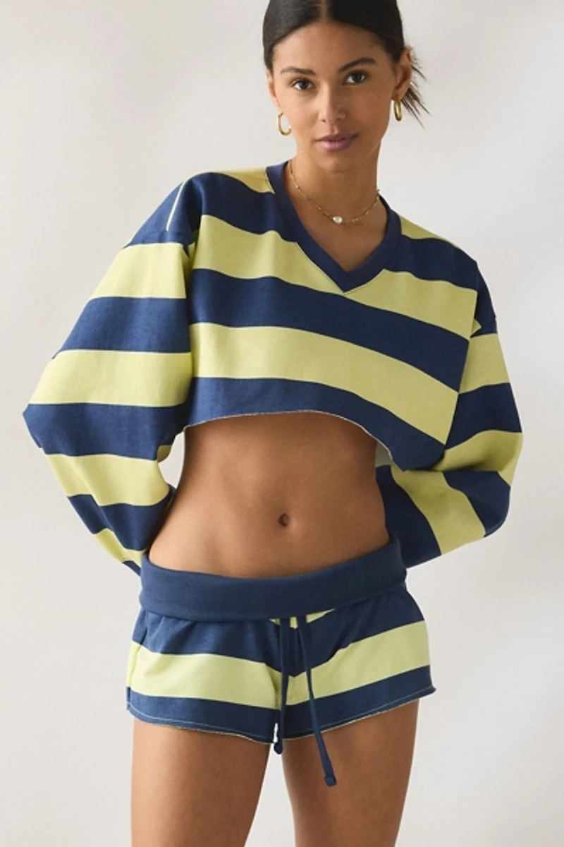 Out From Under Hang Back V-Neck Long Sleeve Cropped Pullover