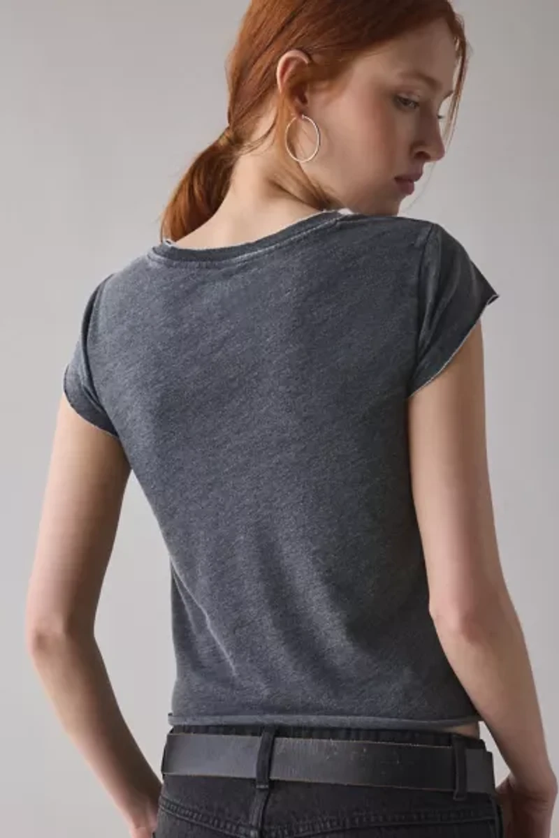 BDG Binx Raw-Edge Cropped Baby Tee