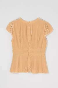 Vintage Y2k Light Tan Velvet Beaded Top
