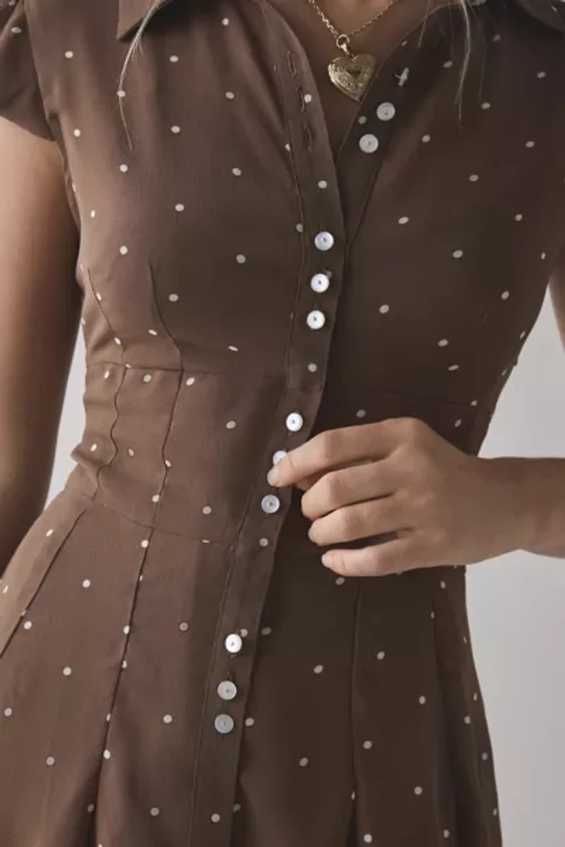 Kimchi Blue Anya Drop Waist Button-Front Mini Dress