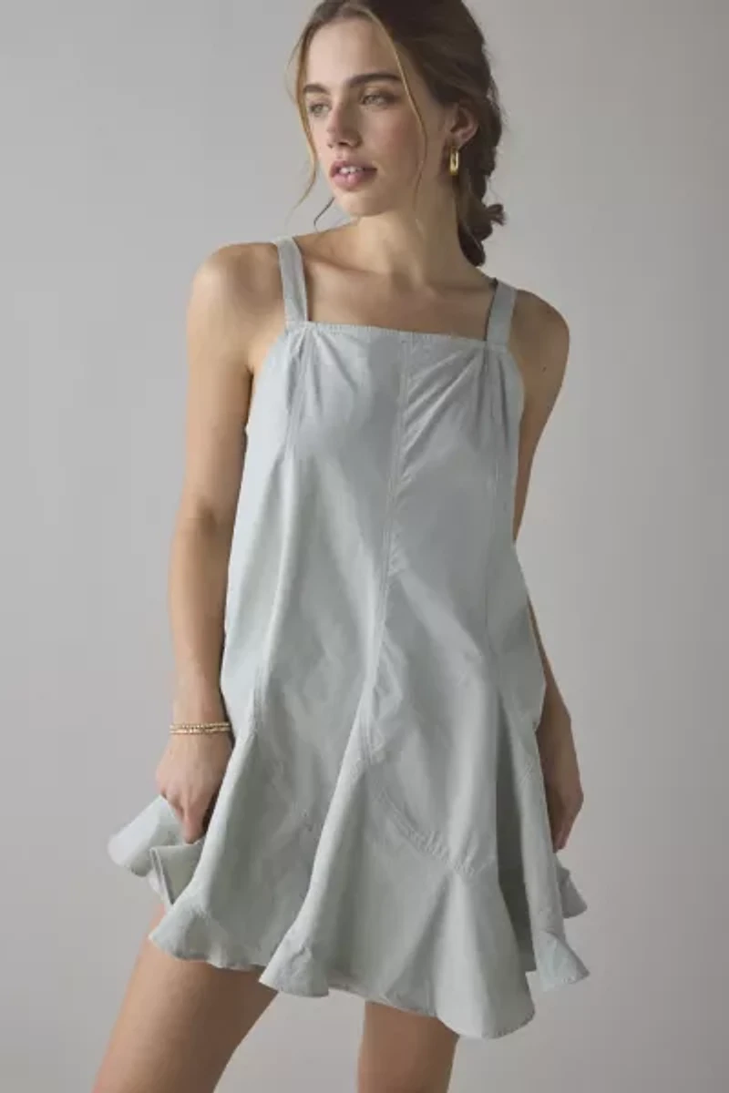 BDG Mina Oversized Pleated Swing Mini Dress