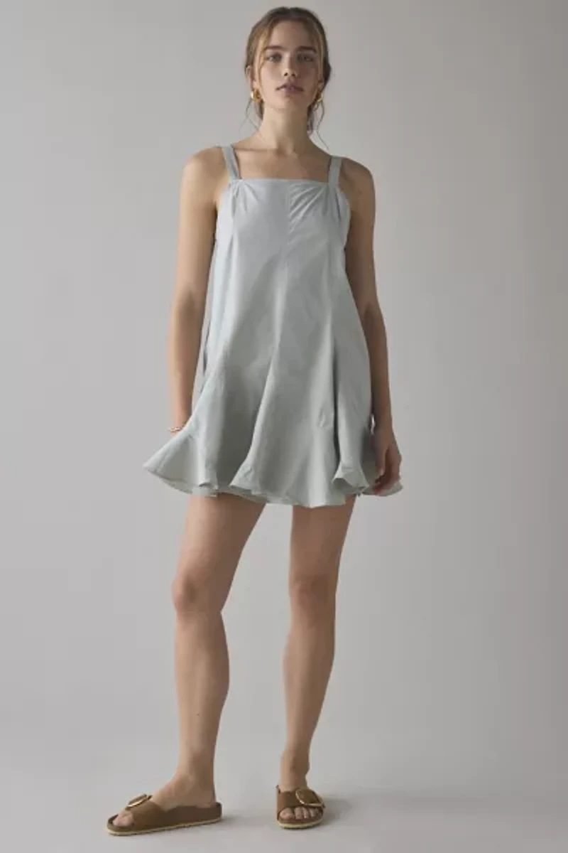 BDG Mina Oversized Pleated Swing Mini Dress