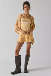 Kimchi Blue Ellis Bell Sleeve Milkmaid Mini Dress