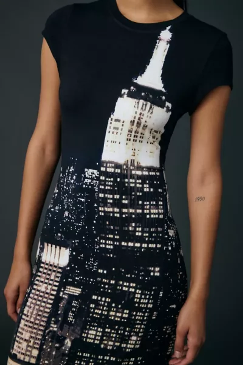 Tyler McGillivary Cityscape Bodycon Midi Dress