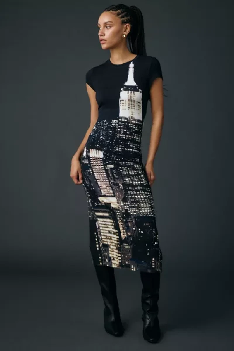 Tyler McGillivary Cityscape Bodycon Midi Dress