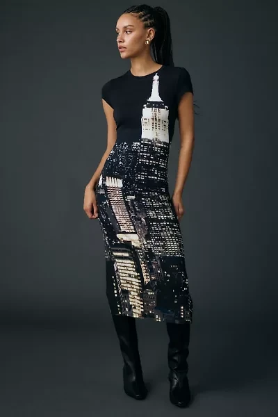Tyler McGillivary Cityscape Bodycon Midi Dress