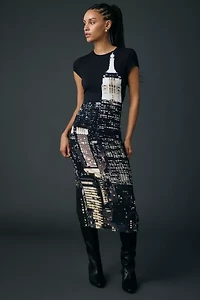 Tyler McGillivary Cityscape Bodycon Midi Dress