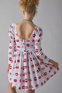 Tyler McGillivary Lipstick Stain Long Sleeve Babydoll Mini Dress