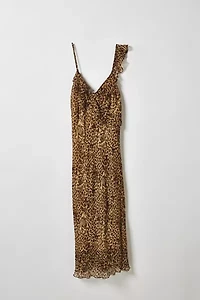 Vintage By Little Oyster Club Asymmetrical Cheetah Midi Dress