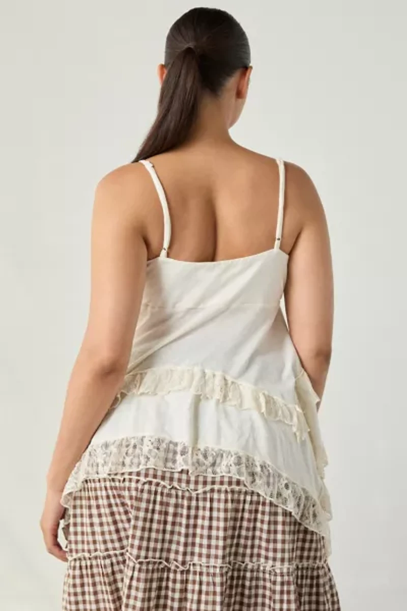 Kimchi Blue Asterid Lace Trim Asymmetric Babydoll Cami