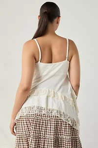 Kimchi Blue Asterid Lace Trim Asymmetric Babydoll Cami