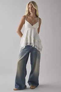 Kimchi Blue Asterid Lace Trim Asymmetric Babydoll Cami