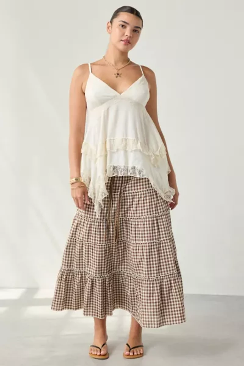 Kimchi Blue Asterid Lace Trim Asymmetric Babydoll Cami