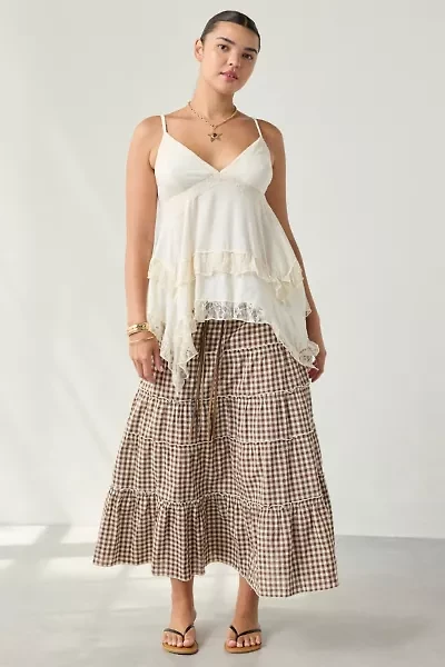 Kimchi Blue Asterid Lace Trim Asymmetric Babydoll Cami