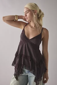 Kimchi Blue Asterid Lace Trim Asymmetric Babydoll Cami