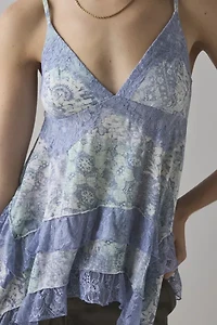 Kimchi Blue Asterid Lace Trim Asymmetric Babydoll Cami