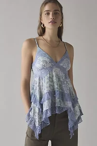 Kimchi Blue Asterid Lace Trim Asymmetric Babydoll Cami
