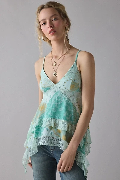 Kimchi Blue Asterid Lace Trim Asymmetric Babydoll Cami