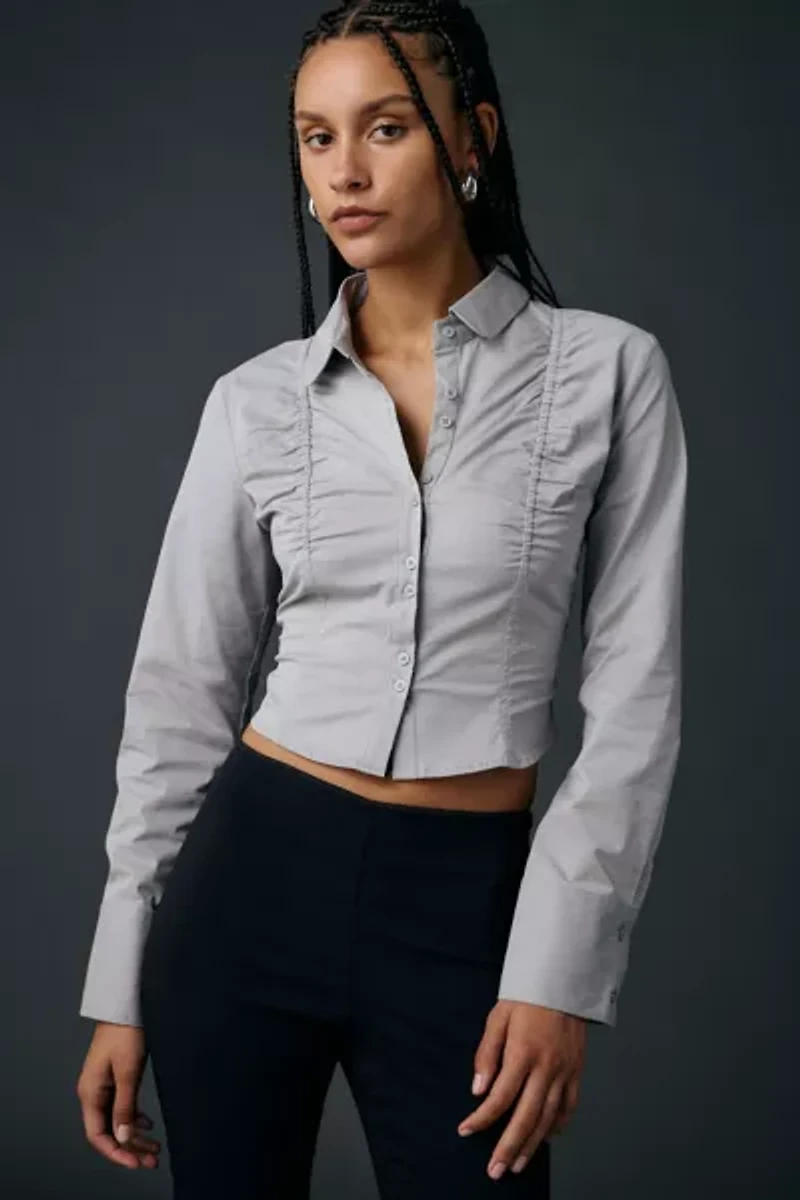 Zemeta Bestie Ruched Button-Down Blouse
