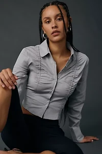 Zemeta Bestie Ruched Button-Down Blouse