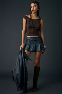 Zemeta Attic Box Faux Leather Micro Mini Skirt