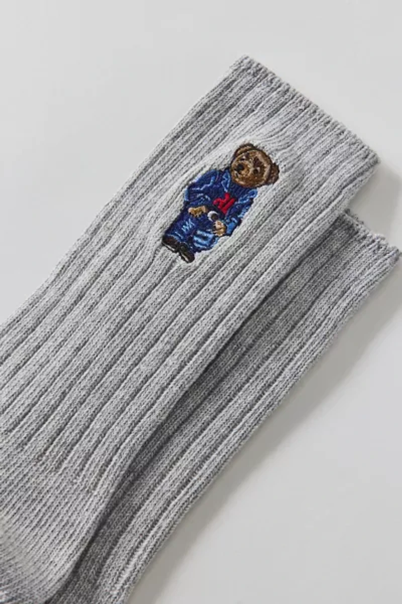 Polo Ralph Lauren Embroidered Denim Bear Crew Sock