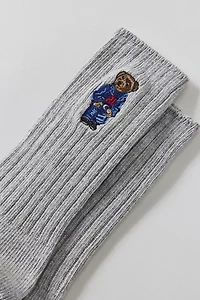 Polo Ralph Lauren Embroidered Denim Bear Crew Sock