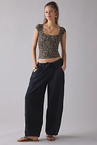 BDG Drew Cap Sleeve Square Neck Cropped Tee