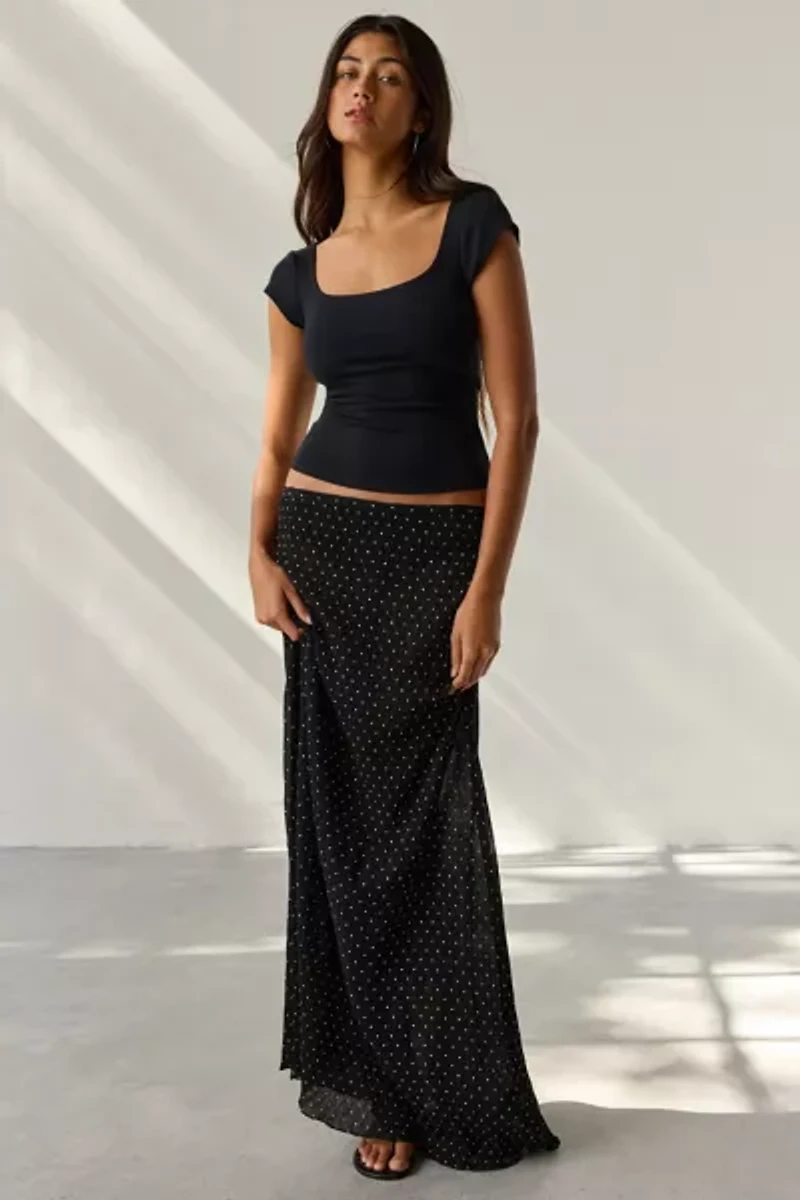 BDG Drew Cap Sleeve Square Neck Cropped Tee