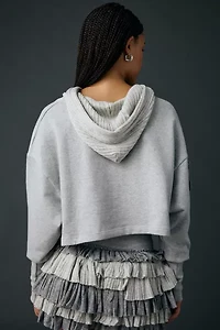 Zemeta Knitty Crop Ruffle Detail Cropped Hoodie Sweatshirt
