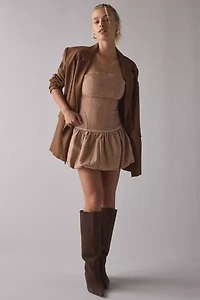 Zemeta Blusher Wool Drop Waist Strapless Mini Dress