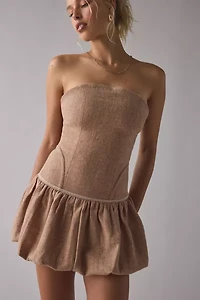 Zemeta Blusher Wool Drop Waist Strapless Mini Dress