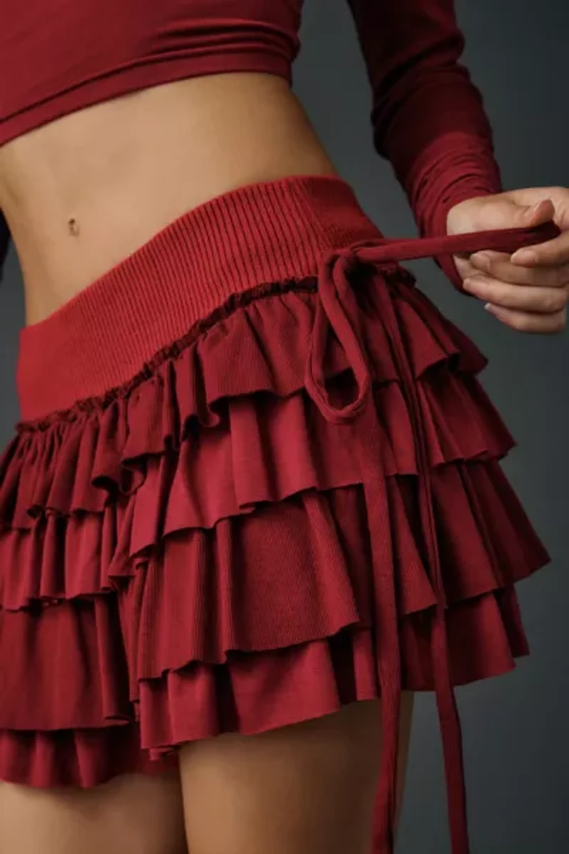 Zemeta Marie Red Knit Tutu Mini Skort