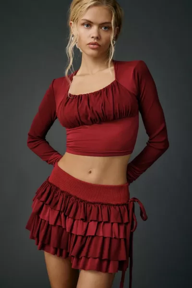 Zemeta Marie Red Knit Tutu Mini Skort