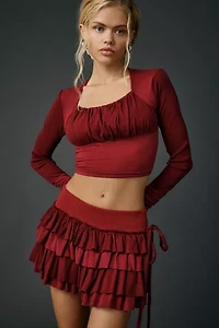 Zemeta Marie Red Knit Tutu Mini Skort