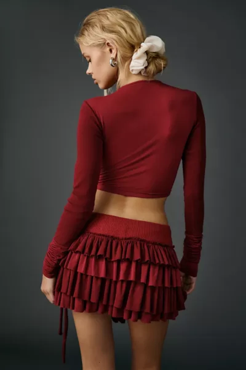 Zemeta Marie Red Knit Tutu Mini Skort