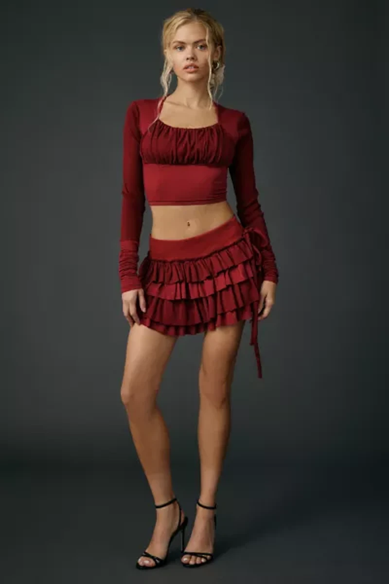 Zemeta Marie Red Knit Tutu Mini Skort