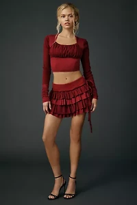 Zemeta Marie Red Knit Tutu Mini Skort