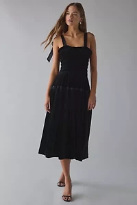 En Saison KcKenna Smocked Tie-Strap Midi Dress