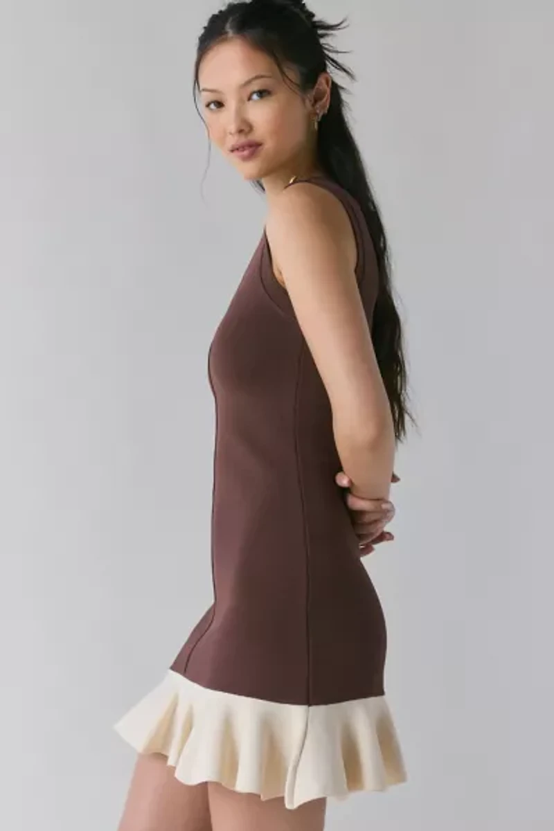 En Saison Ingrid Ruffle Hem Sweater Mini Dress