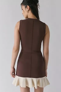 En Saison Ingrid Ruffle Hem Sweater Mini Dress