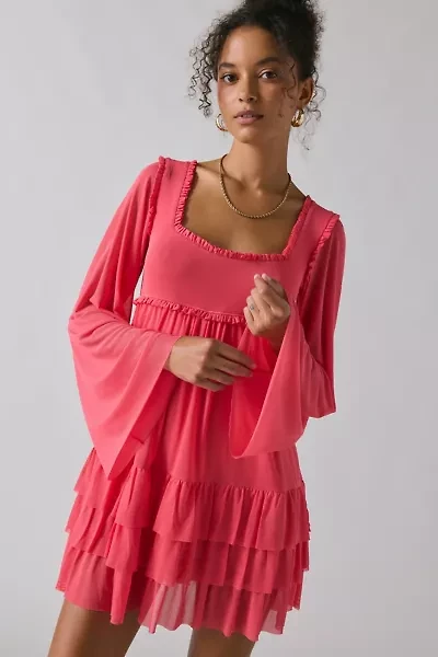 AFRM Madison Bell Sleeve Ruffle Babydoll Mini Dress