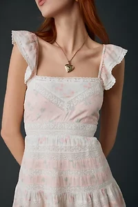 LoveShackFancy Melitta Mixed Floral Print Mini Dress