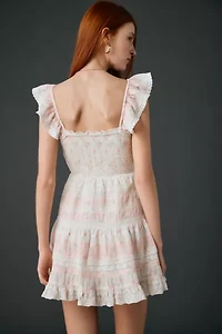 LoveShackFancy Melitta Mixed Floral Print Mini Dress