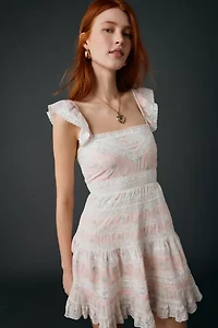LoveShackFancy Melitta Mixed Floral Print Mini Dress