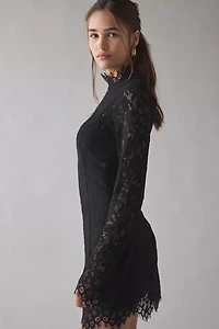 AFRM Irene Black Lace Long Sleeve Mini Dress